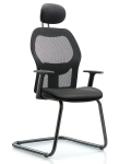 Executive Windova Mesh Back Guest Chair with Carbon Supernova Seat, Head Rest, & Arms GEXE-VMDHCH-RG-H1-A1-RG-8823