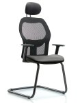 Executive Windova Mesh Back Guest Chair with Sterling Supernova Seat, Head Rest, & Arms GEXE-VMDHCH-RG-H1-A1-RG-8840