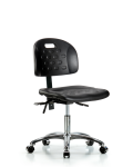 Newport Industrial Polyurethane Chair Chrome - Desk Height with Casters in Black Polyurethane HPDHCH-CR-T0-A0-CC-BLK
