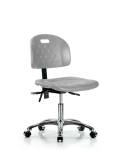 Newport Industrial Polyurethane Chair Chrome - Desk Height with Casters in Gray Polyurethane HPDHCH-CR-T0-A0-CC-GRY