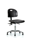 Newport Industrial Polyurethane Chair Chrome - Desk Height with Stationary Glides in Black Polyurethane HPDHCH-CR-T0-A0-RG-BLK