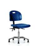 Newport Industrial Polyurethane Chair Chrome - Desk Height with Stationary Glides in Blue Polyurethane HPDHCH-CR-T0-A0-RG-BLU