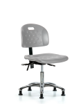 Newport Industrial Polyurethane Chair Chrome - Desk Height with Stationary Glides in Gray Polyurethane HPDHCH-CR-T0-A0-RG-GRY