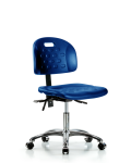 Newport Industrial Polyurethane Chair Chrome - Desk Height with Seat Tilt & Casters in Blue Polyurethane HPDHCH-CR-T1-A0-CC-BLU