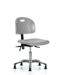 Newport Industrial Polyurethane Chair Chrome - Desk Height with Seat Tilt & Stationary Glides in Gray Polyurethane HPDHCH-CR-T1-A0-RG-GRY