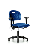 Newport Industrial Polyurethane Chair - Desk Height with Adjustable Arms & Stationary Glides in Blue Polyurethane HPDHCH-RG-T0-A1-RG-BLU
