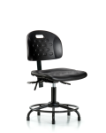 Newport Industrial Polyurethane Chair with Round Tube Base - Desk Height with Stationary Glides in Black Polyurethane HPDHCH-RT-T0-A0-RG-BLK