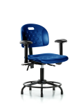 Newport Industrial Polyurethane Chair with Round Tube Base - Desk Height with Adjustable Arms & Stationary Glides in Blue Polyurethane HPDHCH-RT-T0-A1-RG-BLU