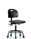 Newport Industrial Polyurethane Chair with Round Tube Base - Desk Height with Seat Tilt & Casters in Black Polyurethane HPDHCH-RT-T1-A0-RC-BLK