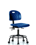 Newport Industrial Polyurethane Chair with Round Tube Base - Desk Height with Seat Tilt & Casters in Blue Polyurethane HPDHCH-RT-T1-A0-RC-BLU