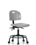 Newport Industrial Polyurethane Chair with Round Tube Base - Desk Height with Seat Tilt & Casters in Gray Polyurethane HPDHCH-RT-T1-A0-RC-GRY