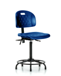 Newport Industrial Polyurethane Chair with Round Tube Base - High Bench Height with Stationary Glides in Blue Polyurethane HPHBCH-RT-T0-A0-RG-BLU