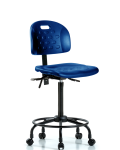 Newport Industrial Polyurethane Chair with Round Tube Base - High Bench Height with Seat Tilt & Casters in Blue Polyurethane HPHBCH-RT-T1-A0-RC-BLU