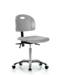 Newport Industrial Polyurethane Chair Chrome - Medium Bench Height with Seat Tilt & Casters in Gray Polyurethane HPMBCH-CR-T1-A0-NF-CC-GRY