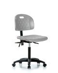 Newport Industrial Polyurethane Chair - Medium Bench Height with Casters in Gray Polyurethane HPMBCH-RG-T0-A0-NF-RC-GRY