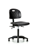 Newport Industrial Polyurethane Chair - Medium Bench Height with Seat Tilt & Stationary Glides in Black Polyurethane HPMBCH-RG-T1-A0-NF-RG-BLK