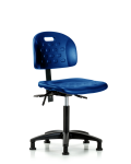 Newport Industrial Polyurethane Chair - Medium Bench Height with Seat Tilt & Stationary Glides in Blue Polyurethane HPMBCH-RG-T1-A0-NF-RG-BLU