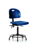 Newport Industrial Polyurethane Chair with Round Tube Base - Medium Bench Height with Seat Tilt & Stationary Glides in Blue Polyurethane HPMBCH-RT-T1-A0-RG-BLU