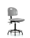 Newport Industrial Polyurethane Chair with Round Tube Base - Medium Bench Height with Seat Tilt & Stationary Glides in Gray Polyurethane HPMBCH-RT-T1-A0-RG-GRY