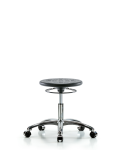 Huron Polyurethane Stool Chrome - Desk Height with Casters in Black Polyurethane IPDHSO-CR-CC-BLK