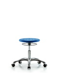 Huron Polyurethane Stool Chrome - Desk Height with Casters in Blue Polyurethane IPDHSO-CR-CC-BLU