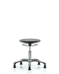 Huron Polyurethane Stool Chrome - Desk Height with Stationary Glides in Black Polyurethane IPDHSO-CR-RG-BLK