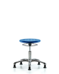 Huron Polyurethane Stool Chrome - Desk Height with Stationary Glides in Blue Polyurethane IPDHSO-CR-RG-BLU