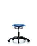 Huron Polyurethane Stool - Desk Height with Casters in Blue Polyurethane IPDHSO-RG-RC-BLU