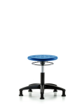 Huron Polyurethane Stool - Desk Height with Stationary Glides in Blue Polyurethane IPDHSO-RG-RG-BLU