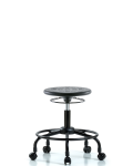 Huron Polyurethane Stool with Round Tube Base - Desk Height with Casters in Black Polyurethane IPDHSO-RT-RC-BLK