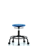 Huron Polyurethane Stool with Round Tube Base - Desk Height with Casters in Blue Polyurethane IPDHSO-RT-RC-BLU