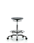 Huron Polyurethane Stool Chrome - High Bench Height with Chrome Foot Ring and Casters in Black Polyurethane IPHBSO-CR-CF-CC-BLK