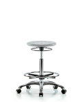 Huron Polyurethane Stool Chrome - High Bench Height with Chrome Foot Ring & Casters in Gray Polyurethane IPHBSO-CR-CF-CC-GRY