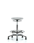 Huron Polyurethane Stool Chrome - High Bench Height with Chrome Foot Ring & Stationary Glides in Gray Polyurethane IPHBSO-CR-CF-RG-GRY