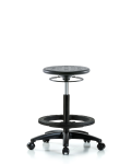 Huron Polyurethane Stool - High Bench Height with Black Foot Ring and Casters in Black Polyurethane IPHBSO-RG-BF-RC-BLK