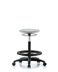 Huron Polyurethane Stool - High Bench Height with Black Foot Ring & Casters in Gray Polyurethane IPHBSO-RG-BF-RC-GRY
