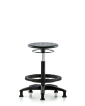 Huron Polyurethane Stool - High Bench Height with Black Foot Ring and Stationary Glides in Black Polyurethane IPHBSO-RG-BF-RG-BLK