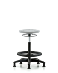 Huron Polyurethane Stool - High Bench Height with Black Foot Ring & Stationary Glides in Gray Polyurethane IPHBSO-RG-BF-RG-GRY