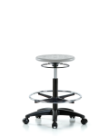 Huron Polyurethane Stool - High Bench Height with Chrome Foot Ring & Casters in Gray Polyurethane IPHBSO-RG-CF-RC-GRY