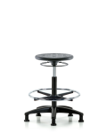 Huron Polyurethane Stool - High Bench Height with Chrome Foot Ring and Stationary Glides in Black Polyurethane IPHBSO-RG-CF-RG-BLK