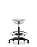Huron Polyurethane Stool - High Bench Height with Chrome Foot Ring & Stationary Glides in Gray Polyurethane IPHBSO-RG-CF-RG-GRY