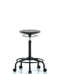 Huron Polyurethane Stool with Round Tube Base - High Bench Height with Casters in Black Polyurethane IPHBSO-RT-RC-BLK