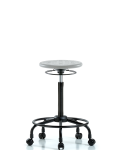 Huron Polyurethane Stool with Round Tube Base - High Bench Height with Casters in Gray Polyurethane IPHBSO-RT-RC-GRY