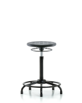 Huron Polyurethane Stool with Round Tube Base - High Bench Height with Stationary Glides in Black Polyurethane IPHBSO-RT-RG-BLK