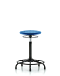 Huron Polyurethane Stool with Round Tube Base - High Bench Height with Stationary Glides in Blue Polyurethane IPHBSO-RT-RG-BLU
