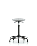 Huron Polyurethane Stool with Round Tube Base - High Bench Height with Stationary Glides in Gray Polyurethane IPHBSO-RT-RG-GRY