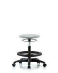 Huron Polyurethane Stool - Medium Bench Height with Black Foot Ring & Casters in Gray Polyurethane IPMBSO-RG-BF-RC-GRY