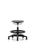 Huron Polyurethane Stool - Medium Bench Height with Black Foot Ring and Stationary Glides in Black Polyurethane IPMBSO-RG-BF-RG-BLK