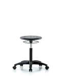 Huron Polyurethane Stool - Medium Bench Height with Casters in Black Polyurethane IPMBSO-RG-NF-RC-BLK