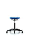 Huron Polyurethane Stool - Medium Bench Height with Casters in Blue Polyurethane IPMBSO-RG-NF-RC-BLU